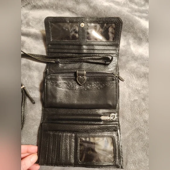 VINTAGE Brighton all leather wallet/crossbody purse/with original pen - Picture 4 of 11